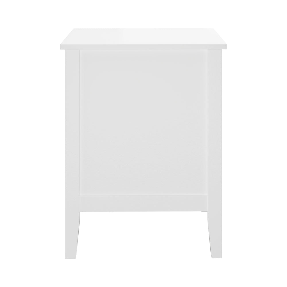 White Bedside Table Nightstand with Three Drawers Side End