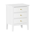 White Bedside Table Nightstand with Three Drawers Side End