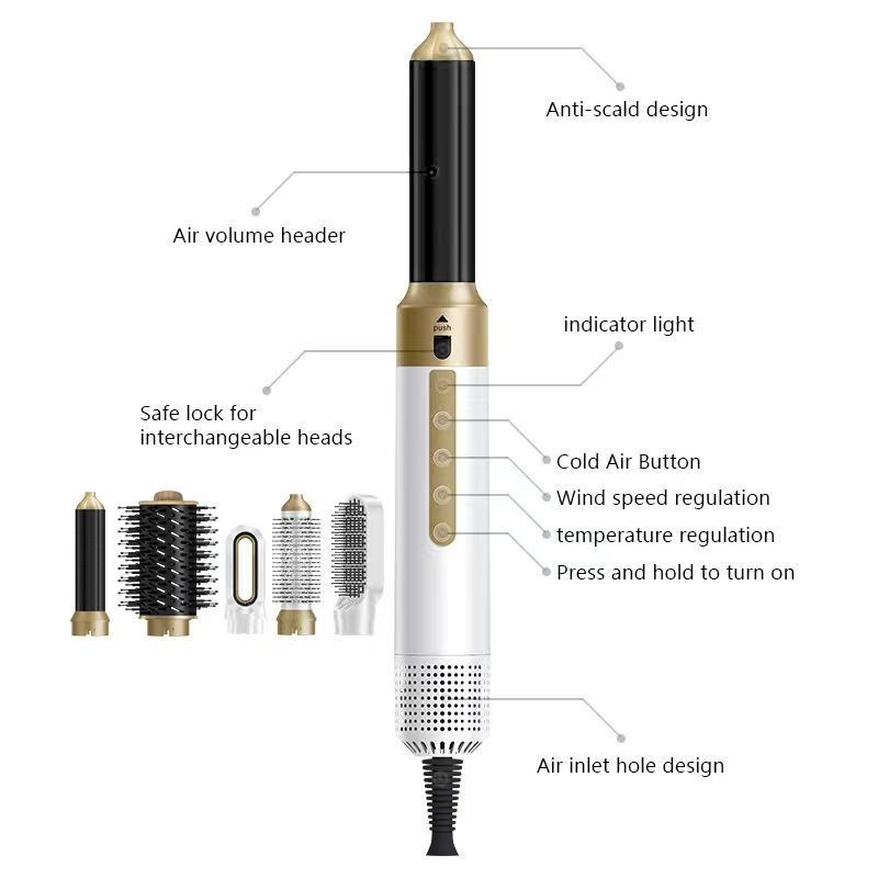 7-in-1 hair curler - White - Size 7