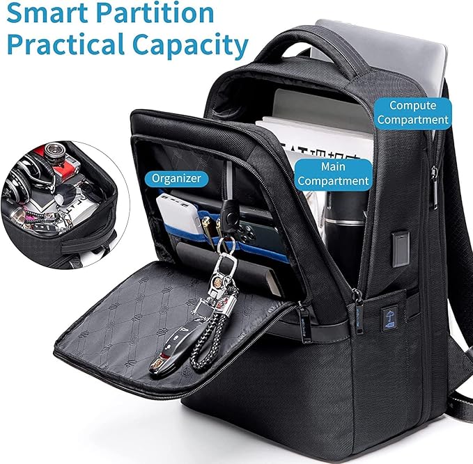 27L Laptop Backpack USB & Type-C Charging Port-Blue