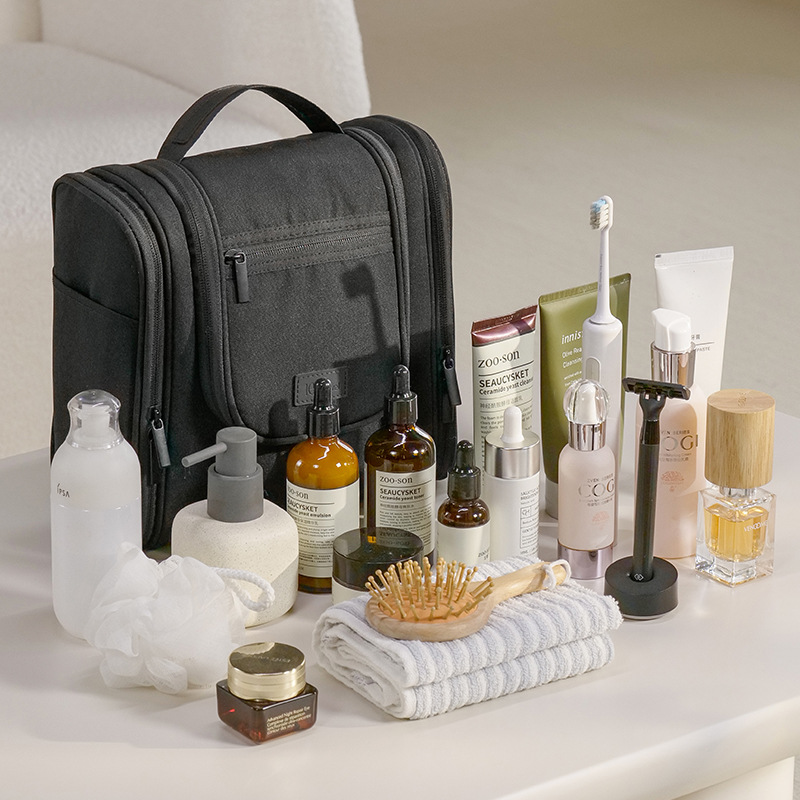Large Capacity Double Open Cosmetic Organizer Bag（Black）