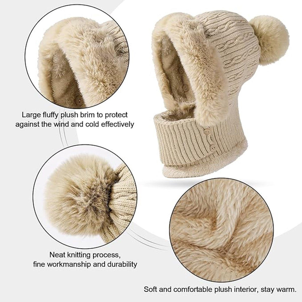 winter warm knitted hat neck warmer set