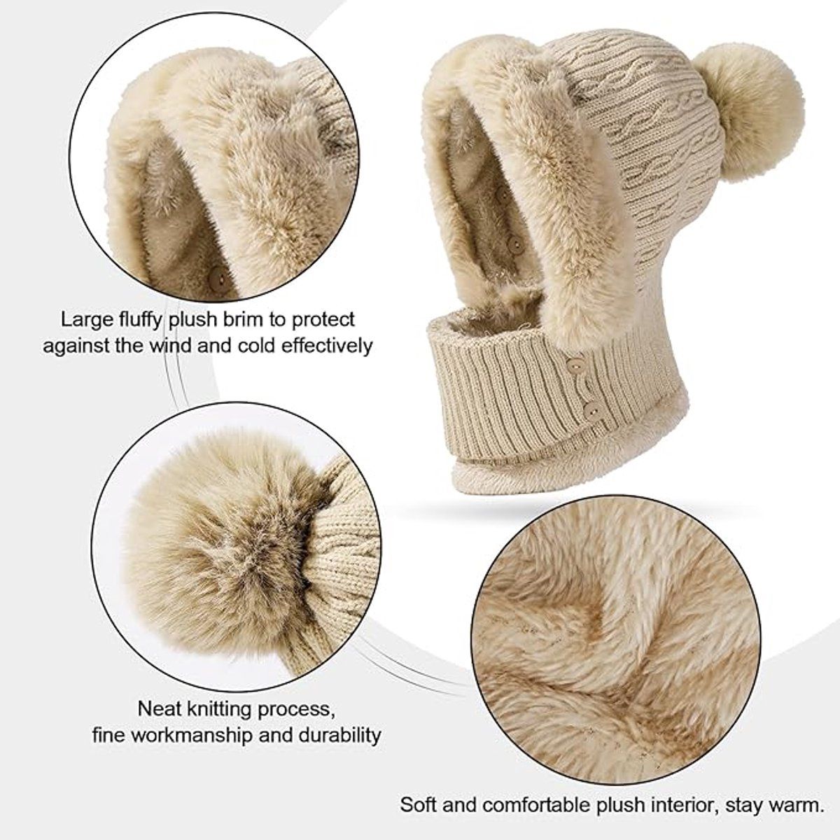 winter warm knitted hat neck warmer set