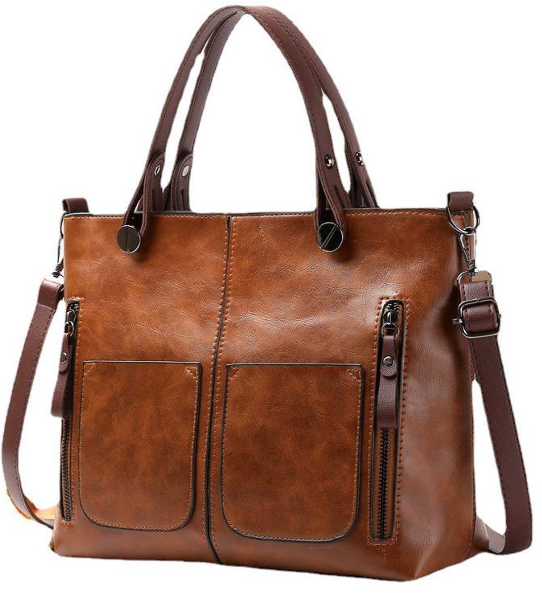 Shoulder Bag with Multiple Compartments Brown