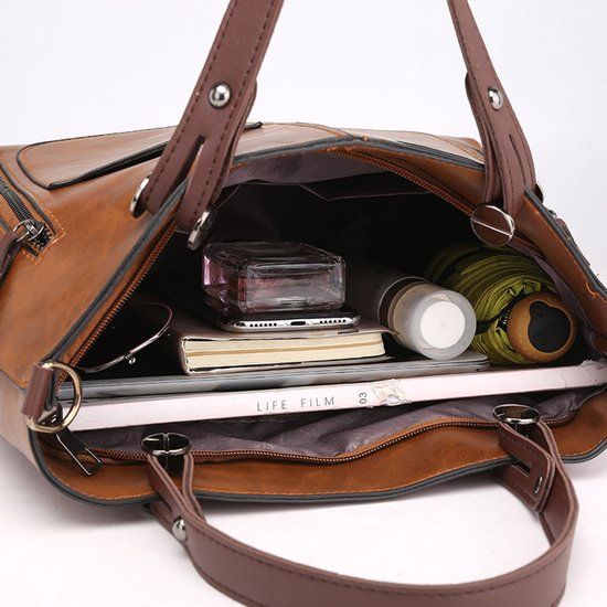 Shoulder Bag with Multiple Compartments Brown