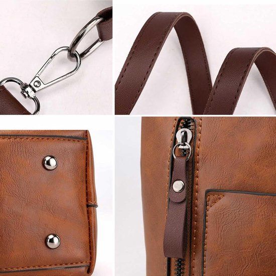 Shoulder Bag with Multiple Compartments Brown