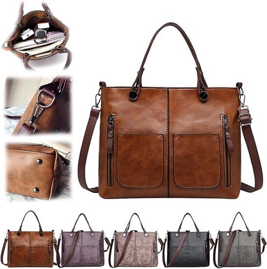 Shoulder Bag with Multiple Compartments Brown