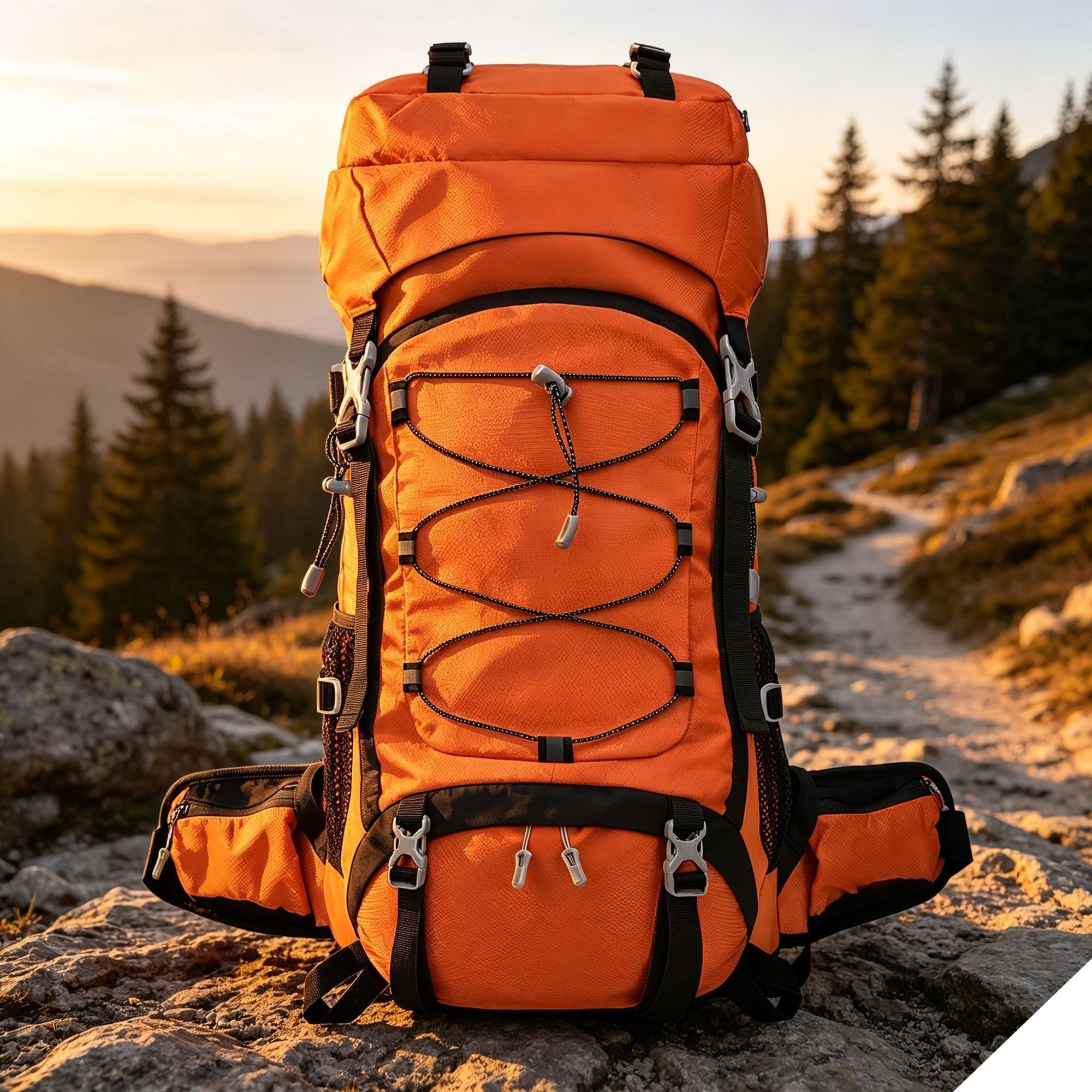 Spacious Nylon Trekking Rucksack 60L Orange