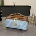 Leather Handle Metal Zipper BLUE