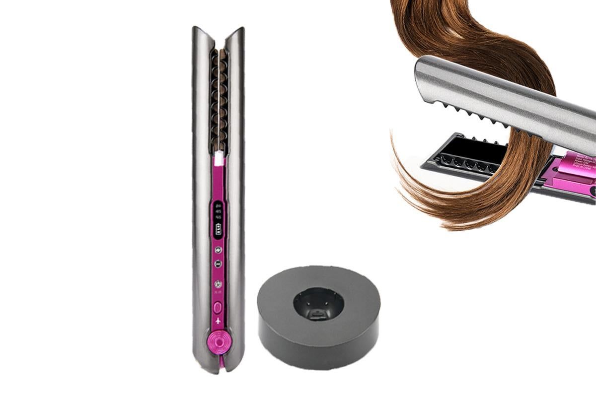 2-in-1 Rechargeable Cordless Flat Iron Hair Straightener Hair Curler