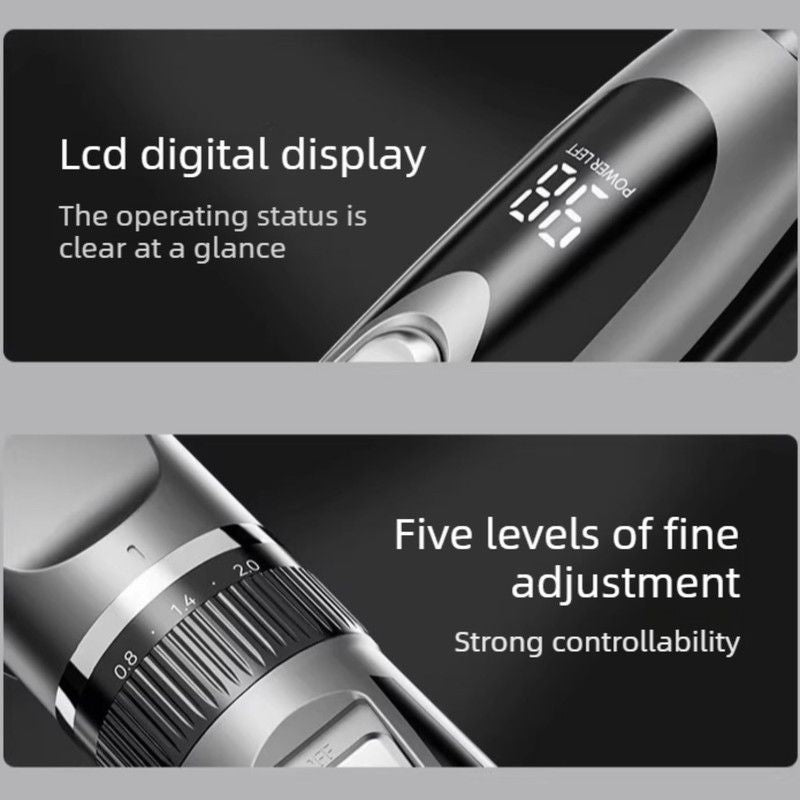 Digital Display Electric Hair Clipper—Red