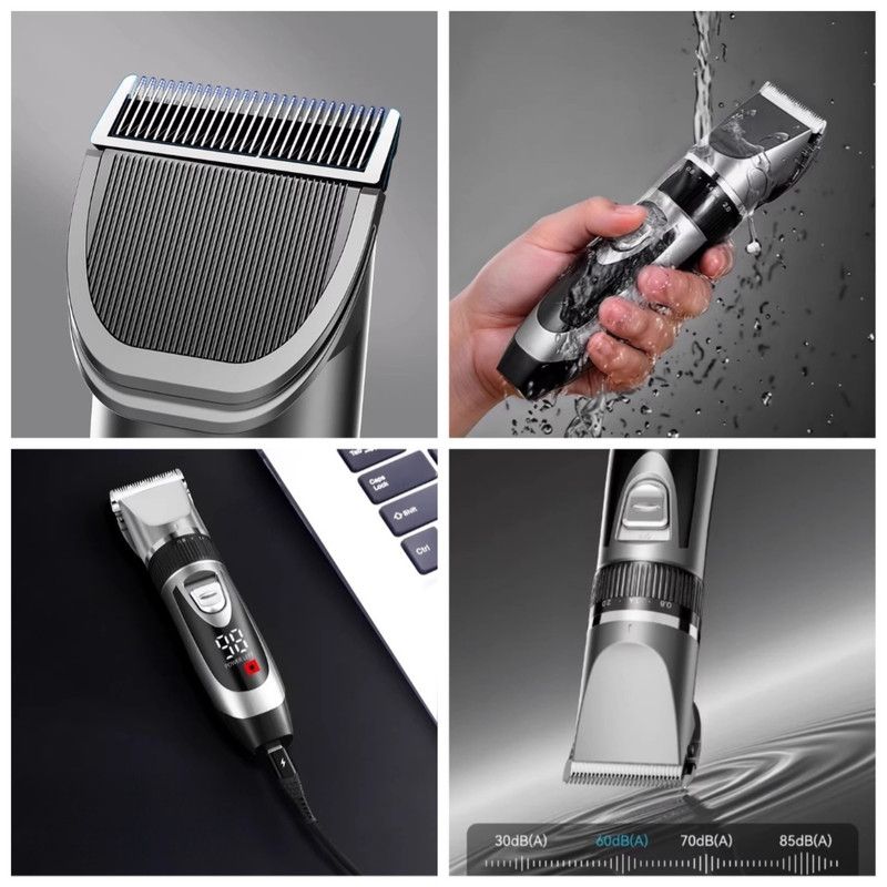 Digital Display Electric Hair Clipper—Red