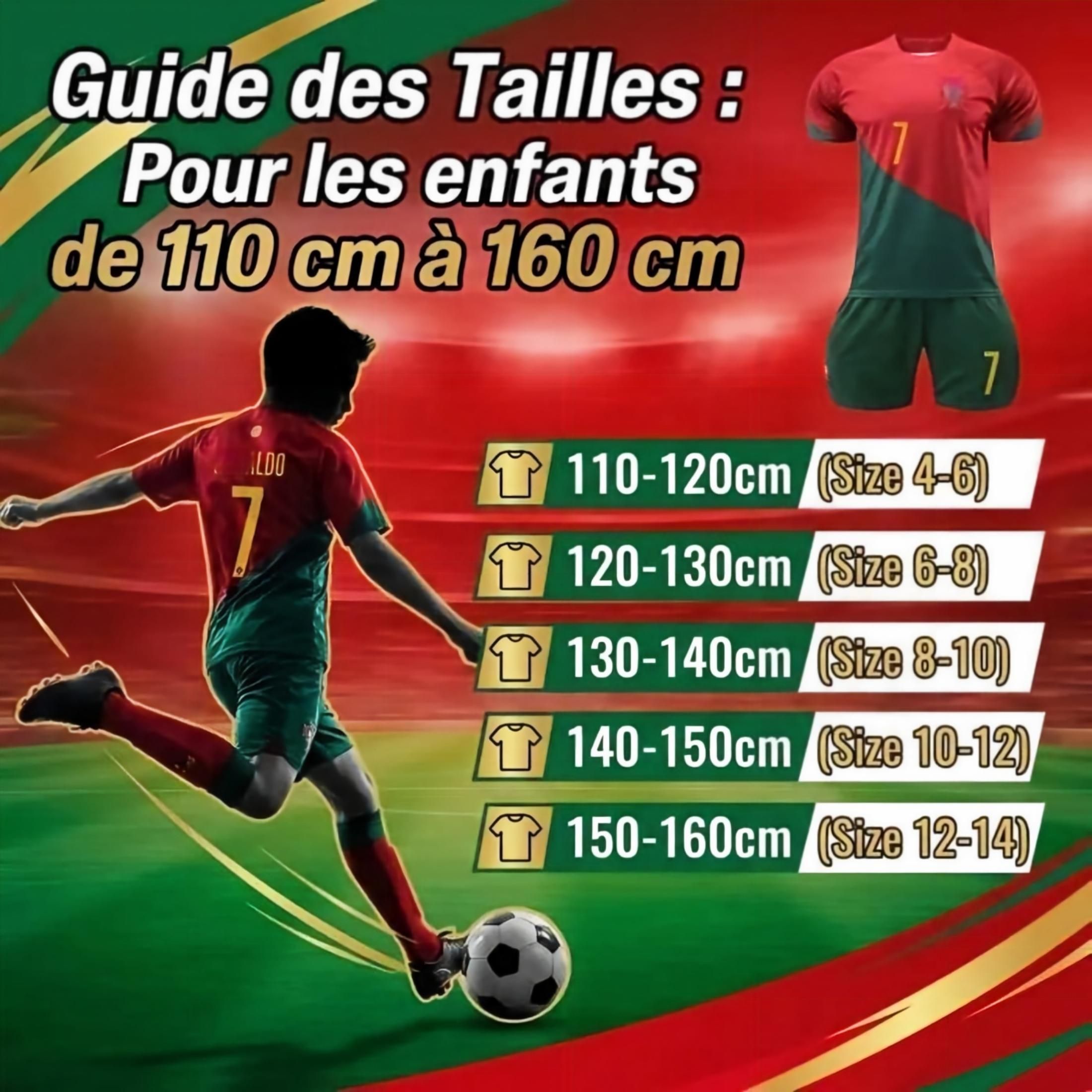 Unisex Kids 3‑Piece Football Jersey Set