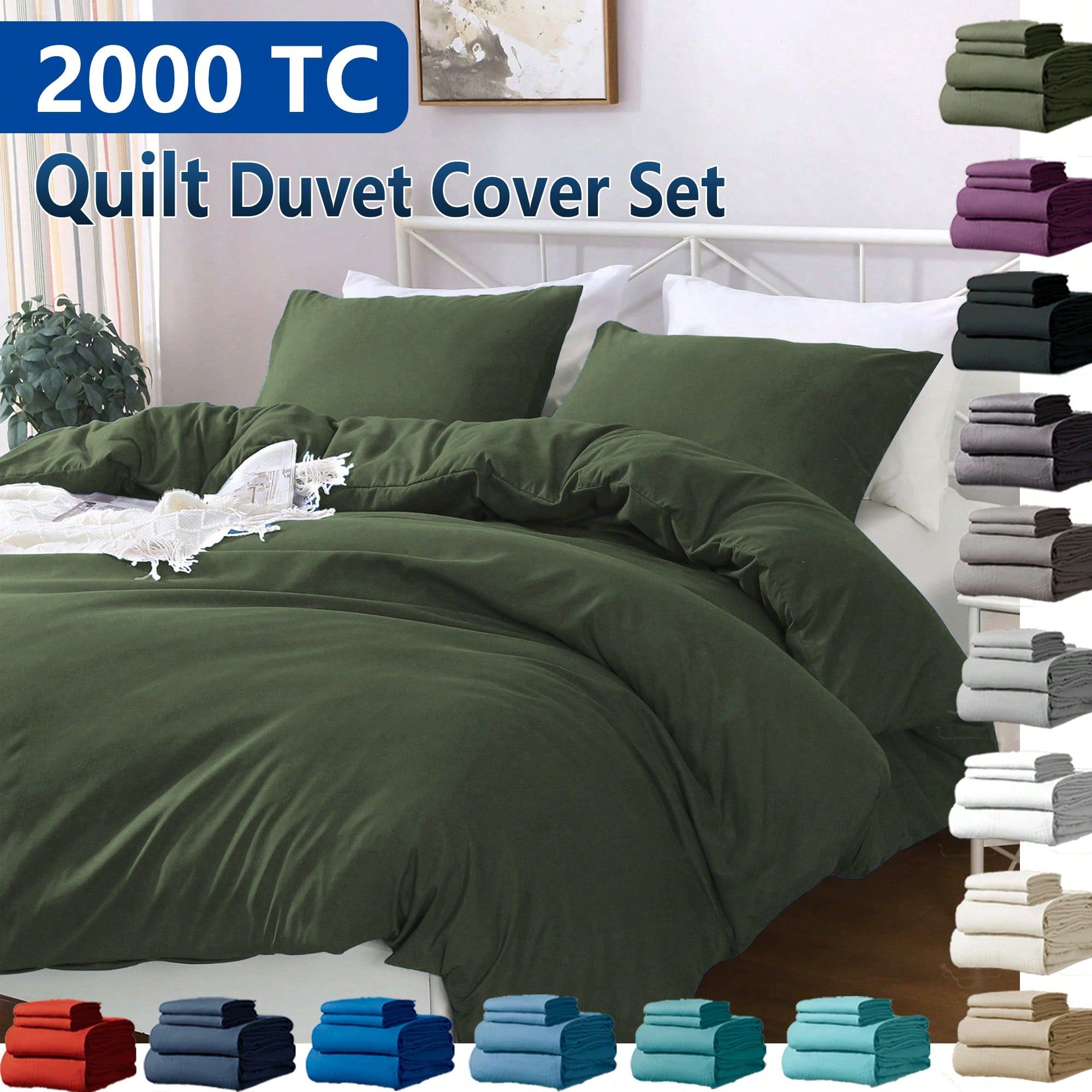 Soft Microfiber Duvet Cover Set(Olive green,Single)
