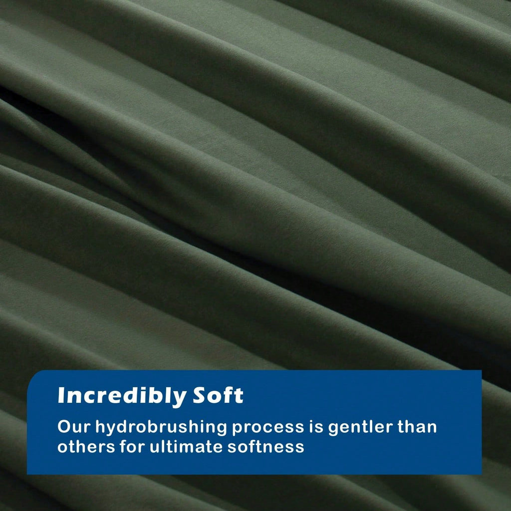 Soft Microfiber Duvet Cover Set(Olive green,Single)
