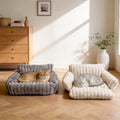 Cozy Foldable Pet Sofa Bed with Plush Sherpa Fleece  (Beige)