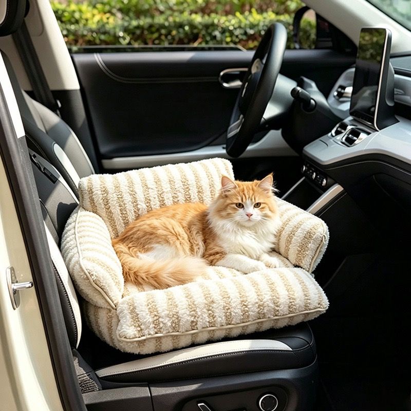Cozy Foldable Pet Sofa Bed with Plush Sherpa Fleece  (Beige)