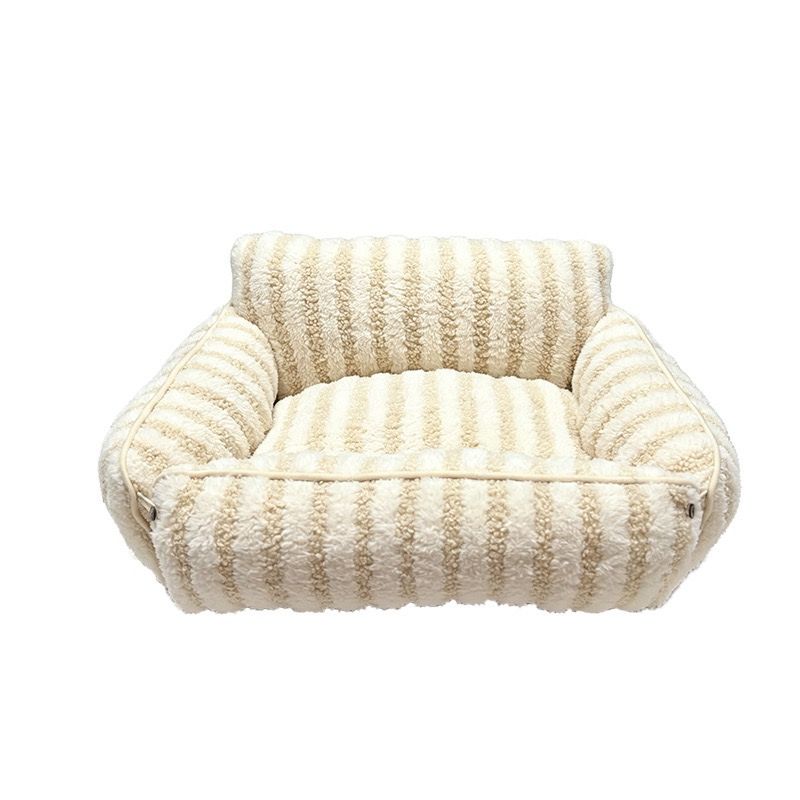 Cozy Foldable Pet Sofa Bed with Plush Sherpa Fleece  (Beige)
