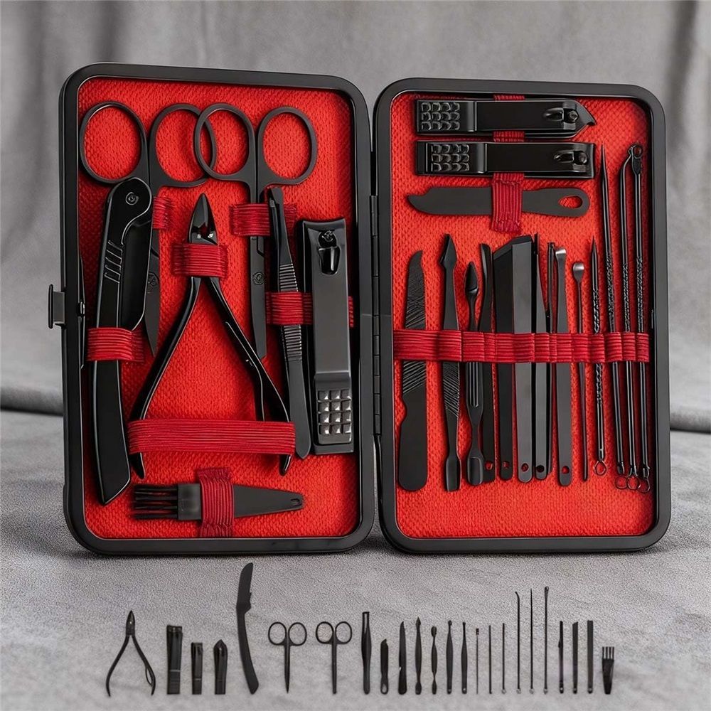 Nail Clippers Sets  (Red/Black_24 in 1)
