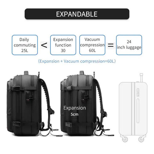 Blue Expandable Waterproof Laptop Backpack