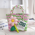 Tote Bag with Upright Square Structure & Flower Deco