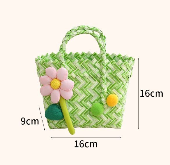 Tote Bag with Upright Square Structure & Flower Deco