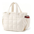Beige Stylish Insulated Quilted Zipper Lunch Bag
